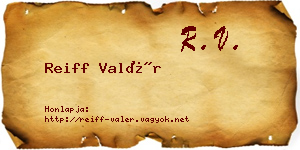 Reiff Valér névjegykártya